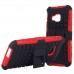 HTC One M9 - Silicone Hybrid Dual Layer Armor Defender Phone Protective Kickstand Cover Case - Red
